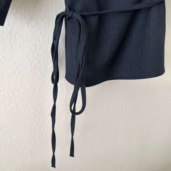 Zara Check Textured Top, Navy XS - Picture 8 of 9